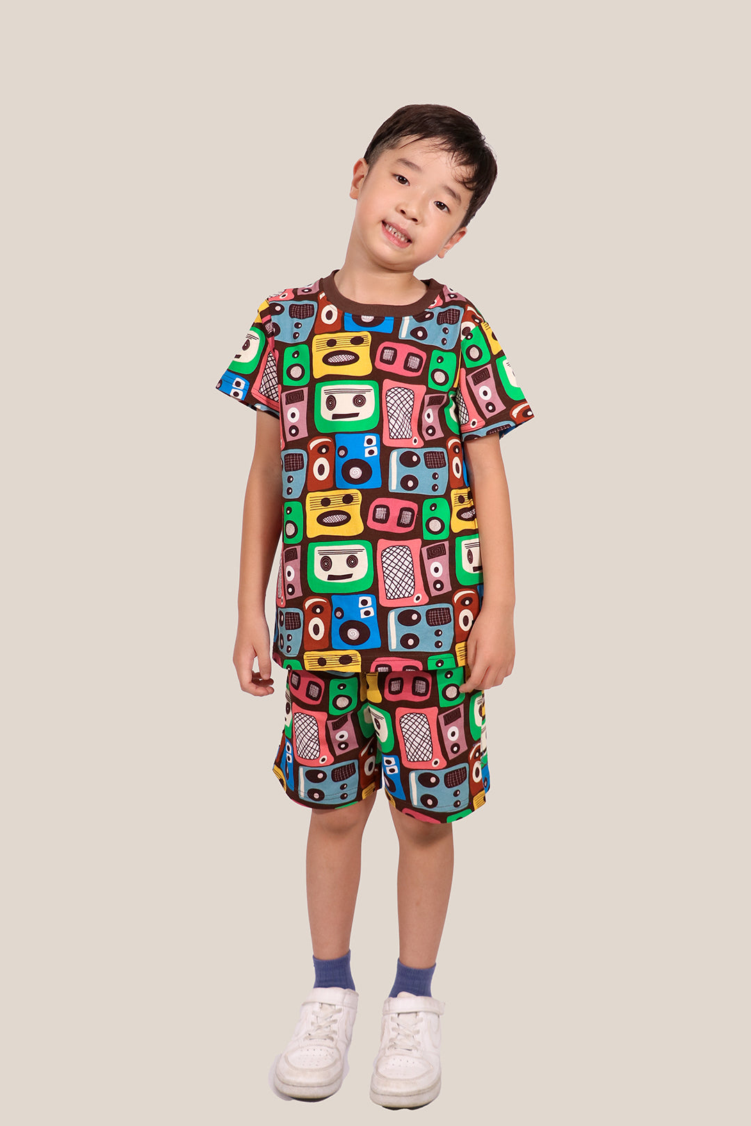 Boys Retro Mixtape Printed T-shirt with Shorts