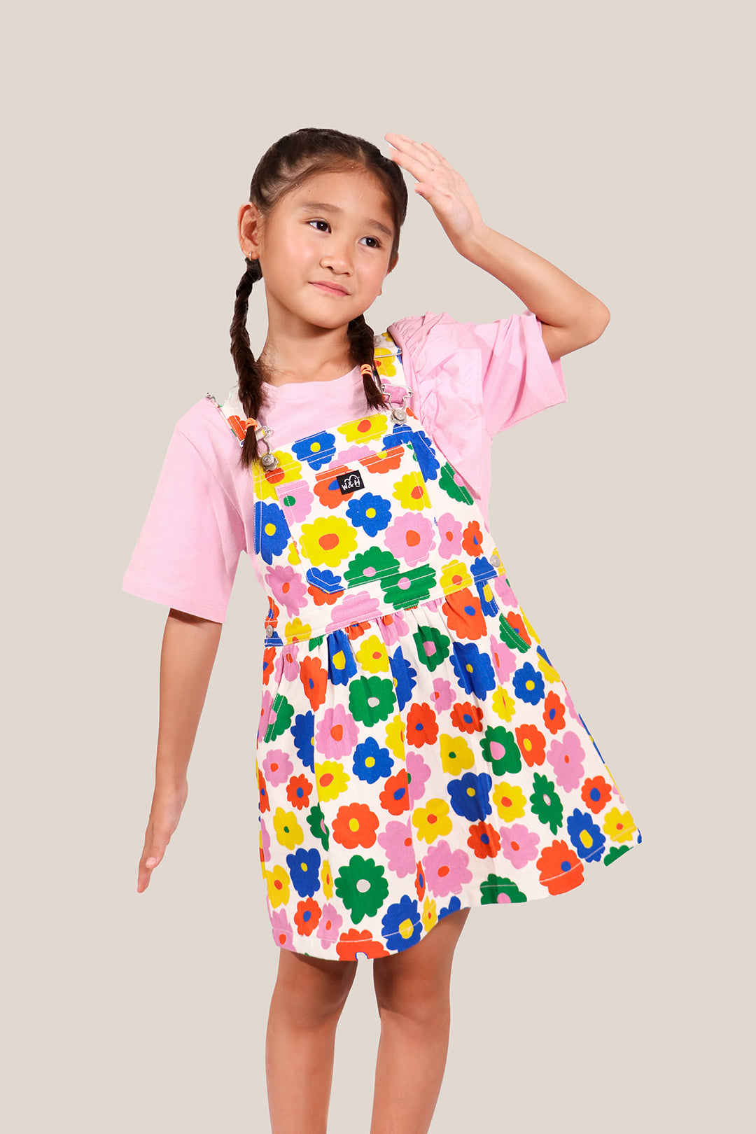 Pinafore overalls in Multifloral print