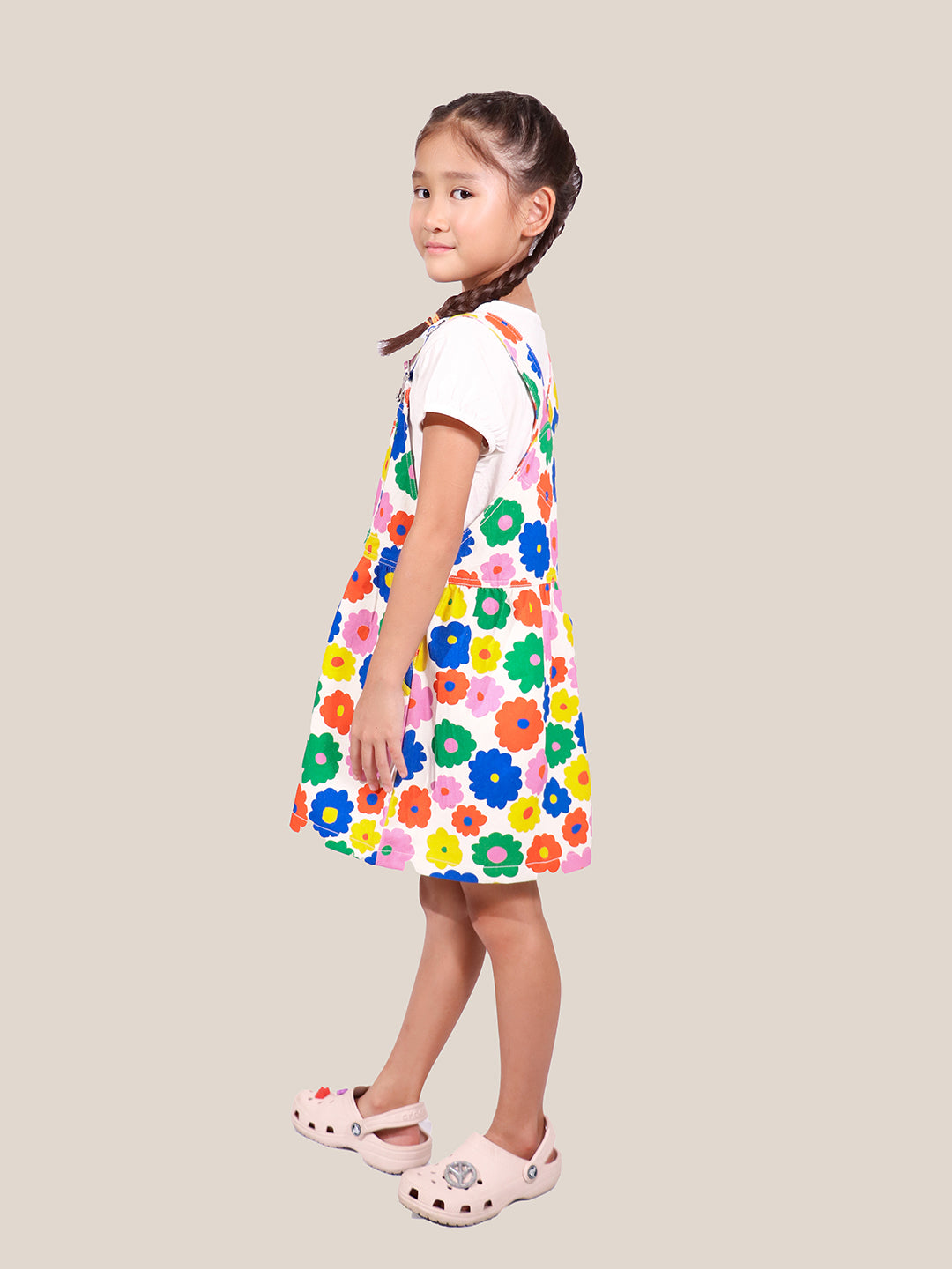 Pinafore overalls in Multifloral print