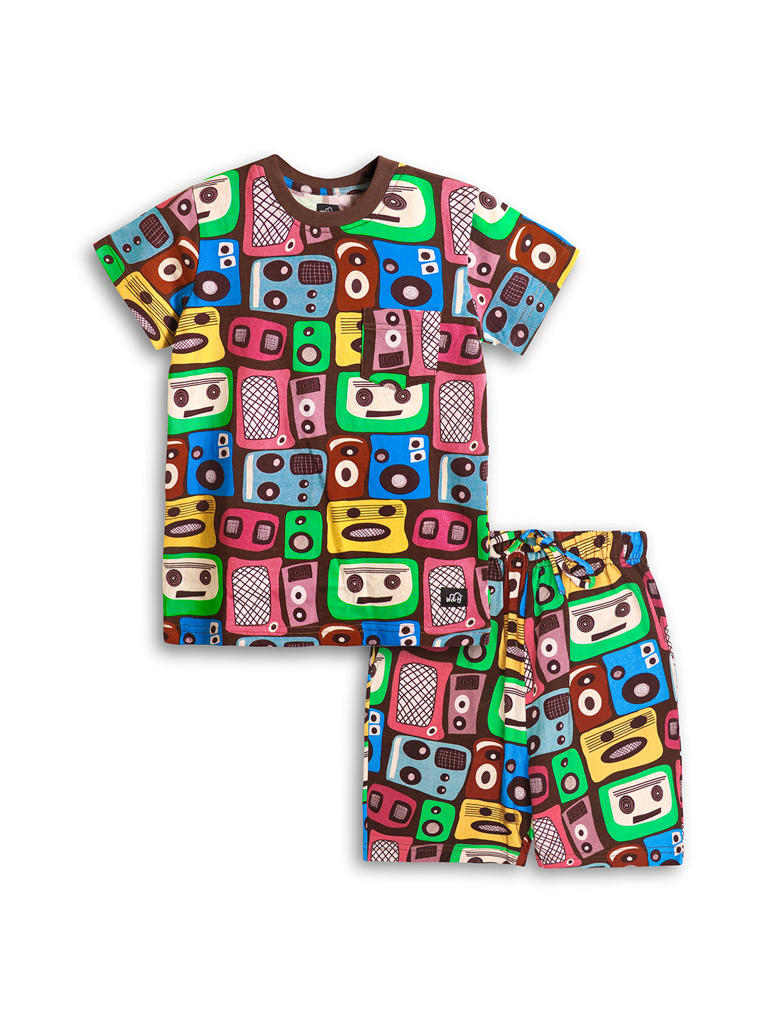 Boys Retro Mixtape Printed T-shirt with Shorts