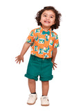 Boys Coco party orange Cotton Shirt with Bow