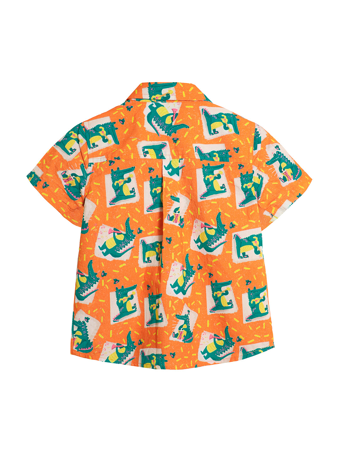 Boys Coco party orange Cotton Shirt with Bow