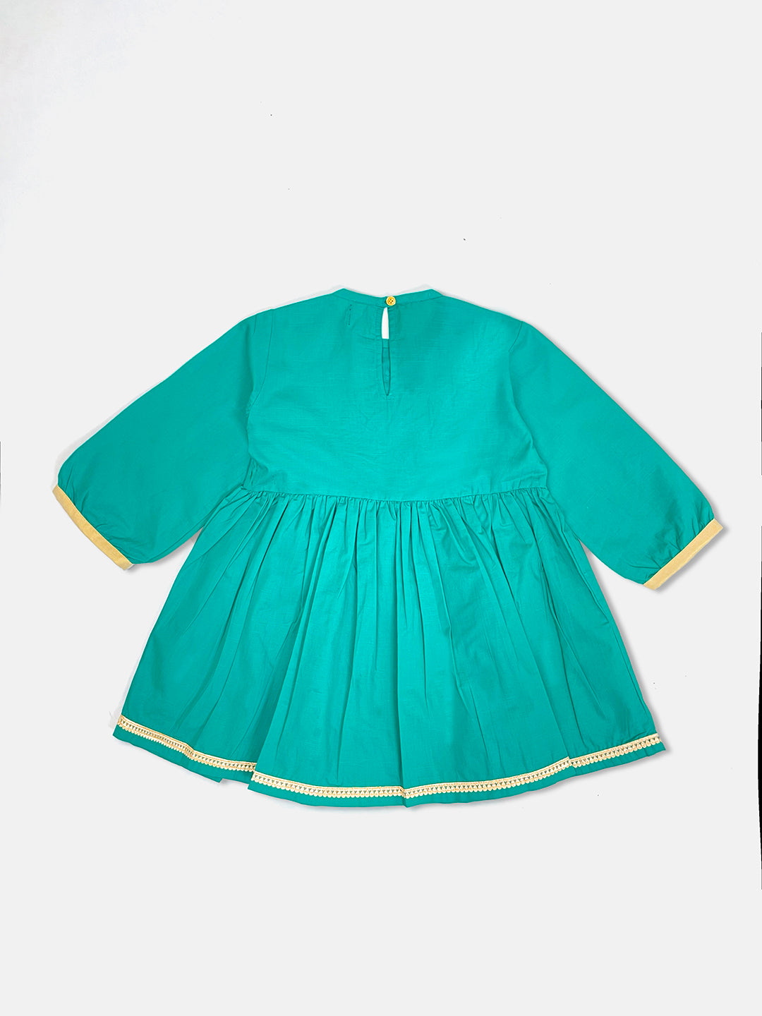 Girls Green Peacock Embroidered Kurta with Salwar