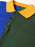 Green and Blue Colourblocked Polo T-Shirt